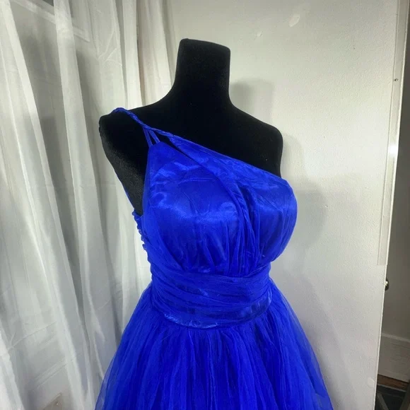 Blue One-Shoulder Prom Dress - Picture 6 of 11